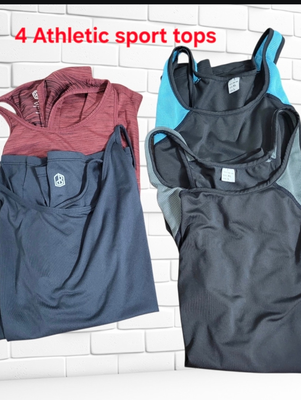 Athletic Racerback Sport Top - Black, Blue, Burgundy - 2 Large 2 Xlarge